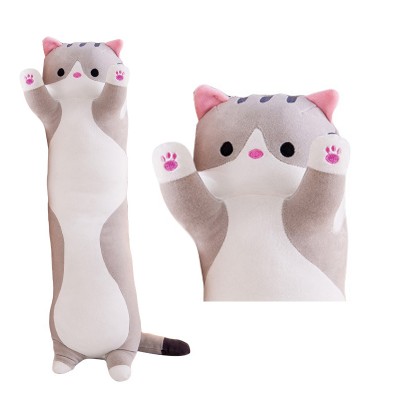 MASKOTKA PLUSZAK PODUSZKA SZARY DŁUGI KOT 130 CM