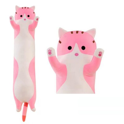 MASKOTKA PLUSZAK PODUSZKA RÓŻOWY DŁUGI KOT 110 CM