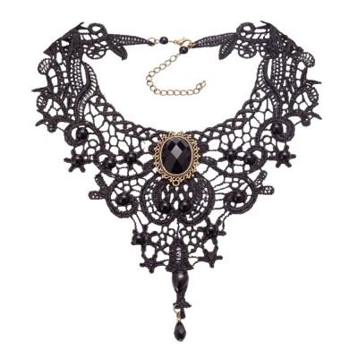 NASZYJNIK CZARNY KORONKOWY CHOKER