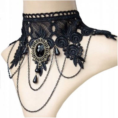 NASZYJNIK KORONKOWY CHOKER Z ŁAŃCUSZKIEM