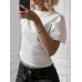 BIAŁA DAMSKA BLUZKA Z KRÓTKIM RĘKAWEM BASIC SHEIN