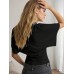CZARNA DAMSKA BLUZKA Z KRÓTKIM RĘKAWEM BASIC SHEIN