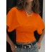 POMARAŃCZOWA DAMSKA BLUZKA Z KRÓTKIM RĘKAWEM BASIC SHEIN