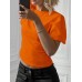 POMARAŃCZOWA DAMSKA BLUZKA Z KRÓTKIM RĘKAWEM BASIC SHEIN