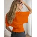 POMARAŃCZOWA DAMSKA BLUZKA Z KRÓTKIM RĘKAWEM BASIC SHEIN