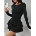 CZARNA SUKIENKA DAMSKA DŁUGI RĘKAW Z FALBANKAMI SHEIN