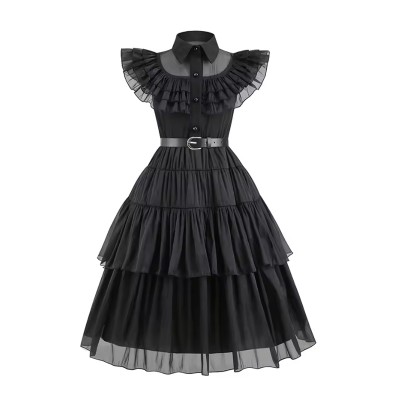 CZARNA SUKIENKA KOSTIUM PRZEBRANIE WEDNESDAY 